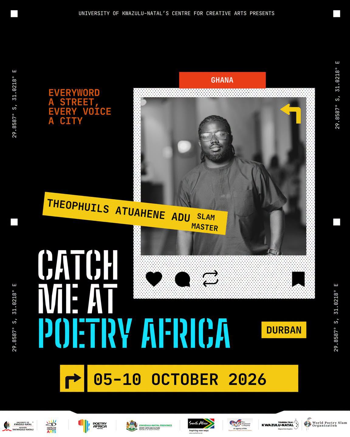 Poetry Africa 2026 poster featuring Theophilus Atuahene Adu